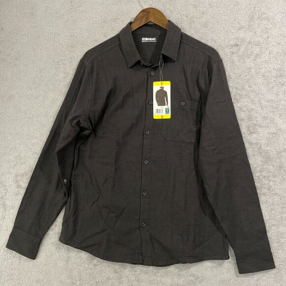NEW 32 Degrees Heat Mens S Brown Long Sleeve Button-Up Shirt - Picture 2 of 9